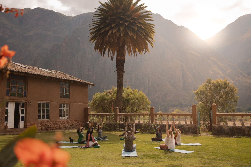 Yoga session in the Sacred Valley mountains - Asana and Pranayama practice